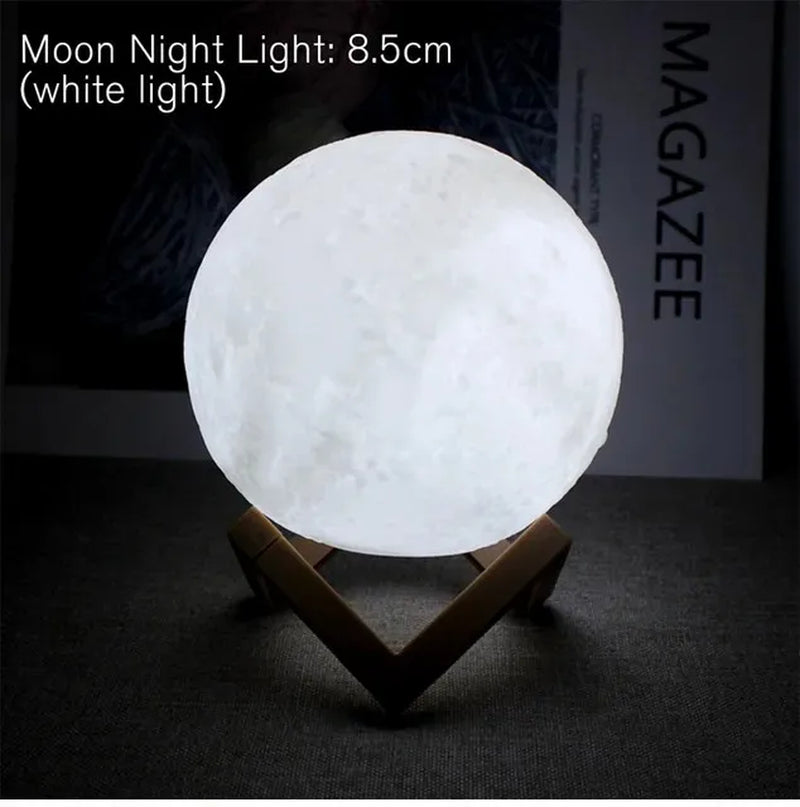 Enchanting 8cm Moon Lamp LED Night Light - Battery Powered Starry Decor for Bedrooms and Kids' Gifts - Perfect for Xmas and New Year Celebrations