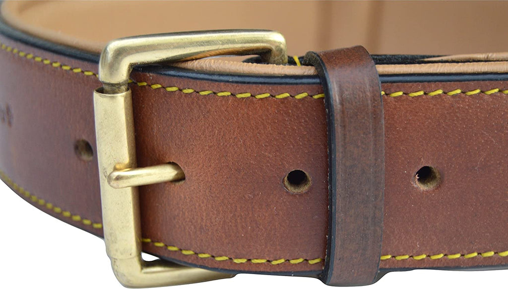Luxurious Brown XL Leather Padded Dog Collar – Perfect Fit for Large Breeds (22" to 25" Neck Size)
