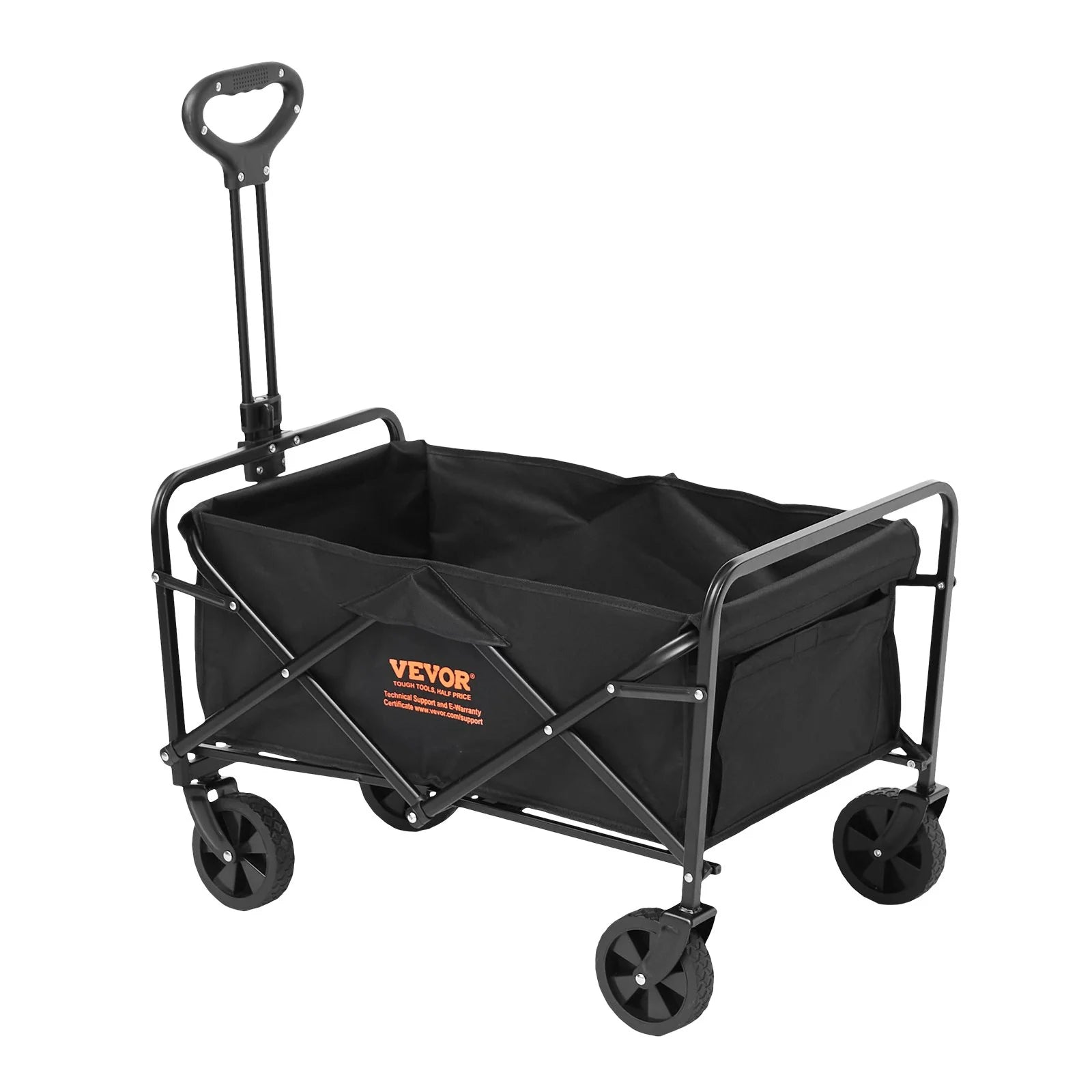 VEVOR Heavy-Duty Collapsible Folding Wagon - 220 lbs Capacity Beach Cart with All-Terrain Wheels and Drink Holders for Camping, Shopping, and Outdoor Adventures