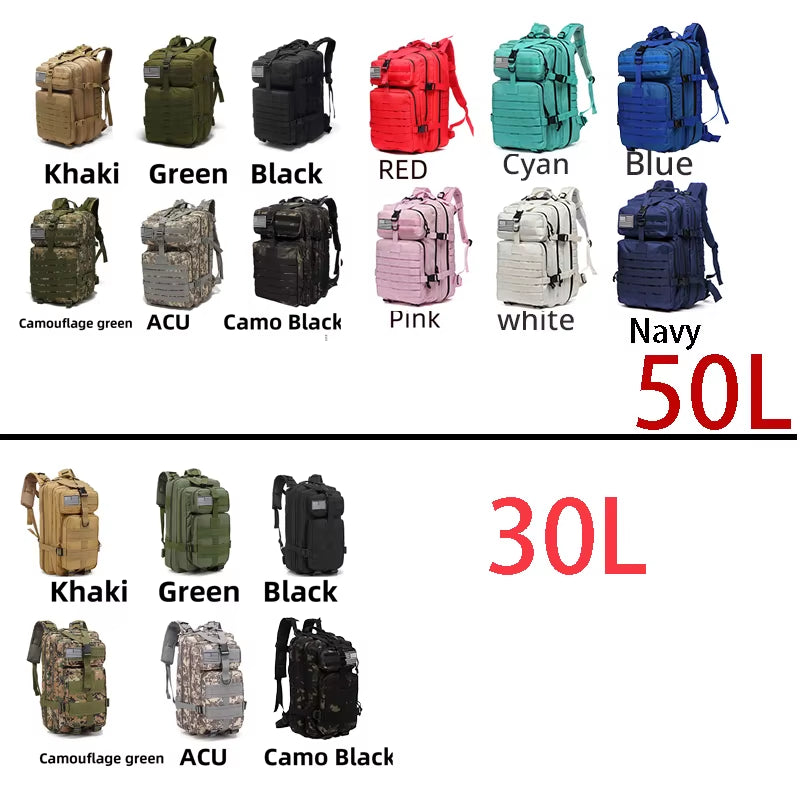 Ultimate 30L/50L 1000D Nylon Waterproof Tactical Backpack for Trekking, Fishing, and Hunting - Perfect for Outdoor Adventures!