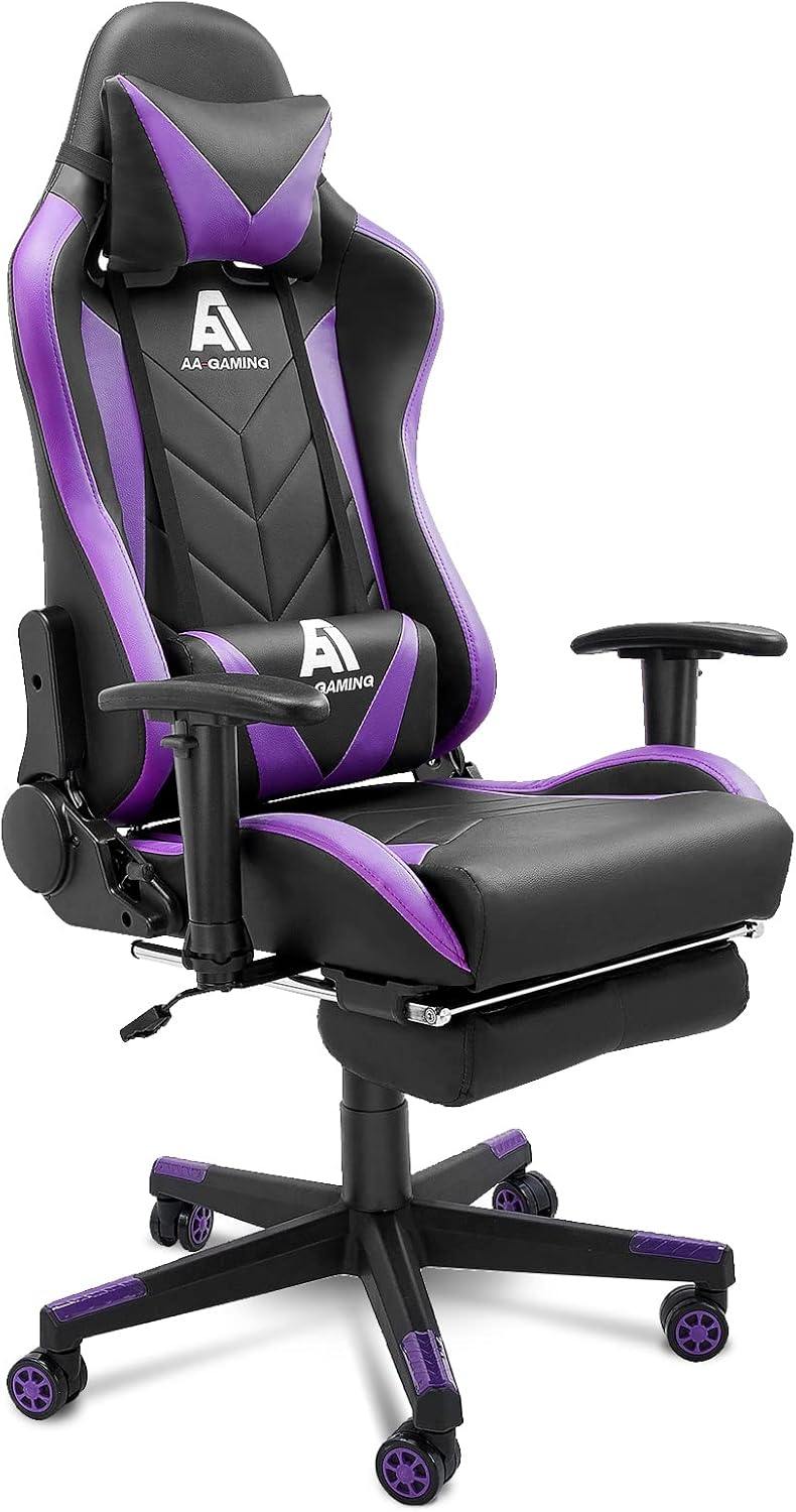 Elevate Your Gaming Experience with the Upgraded Blackpurple Ergonomic High Back Racing Chair - Adjustable Office Chair with Footrest and Lumbar Support