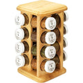 16-Jar Prefilled Beechwood Revolving Spice Rack