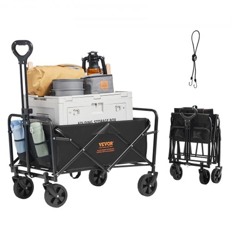 VEVOR Heavy-Duty Collapsible Folding Wagon - 220 lbs Capacity Beach Cart with All-Terrain Wheels and Drink Holders for Camping, Shopping, and Outdoor Adventures