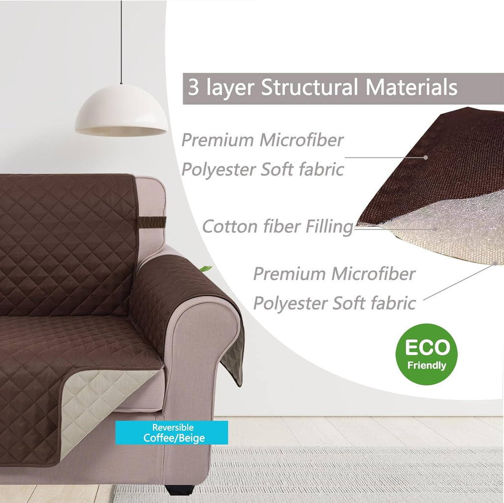 Transform Your Living Room with Our Reversible Sofa Cover – Water-Repellent Couch Protector for Pets in Coffee/Beige