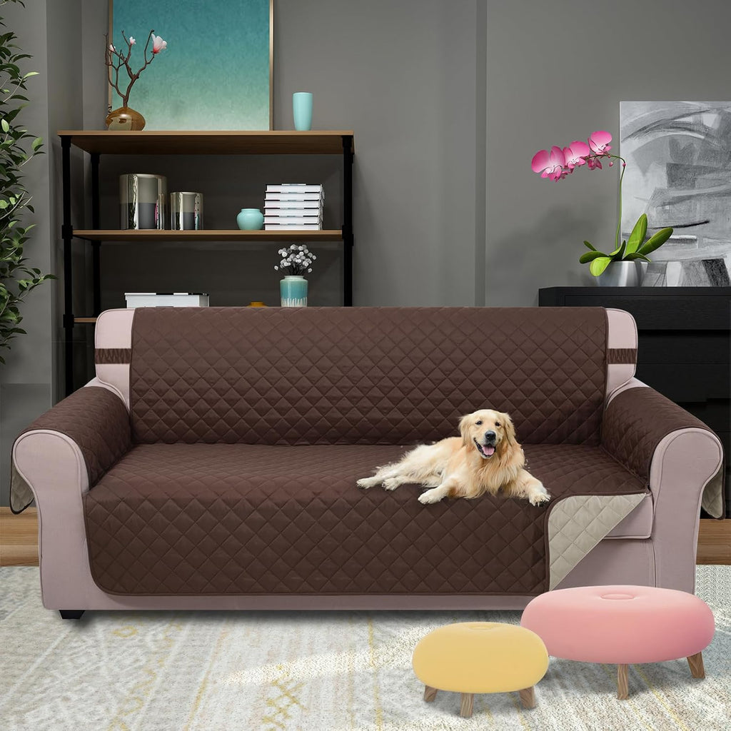 Transform Your Living Room with Our Reversible Sofa Cover – Water-Repellent Couch Protector for Pets in Coffee/Beige
