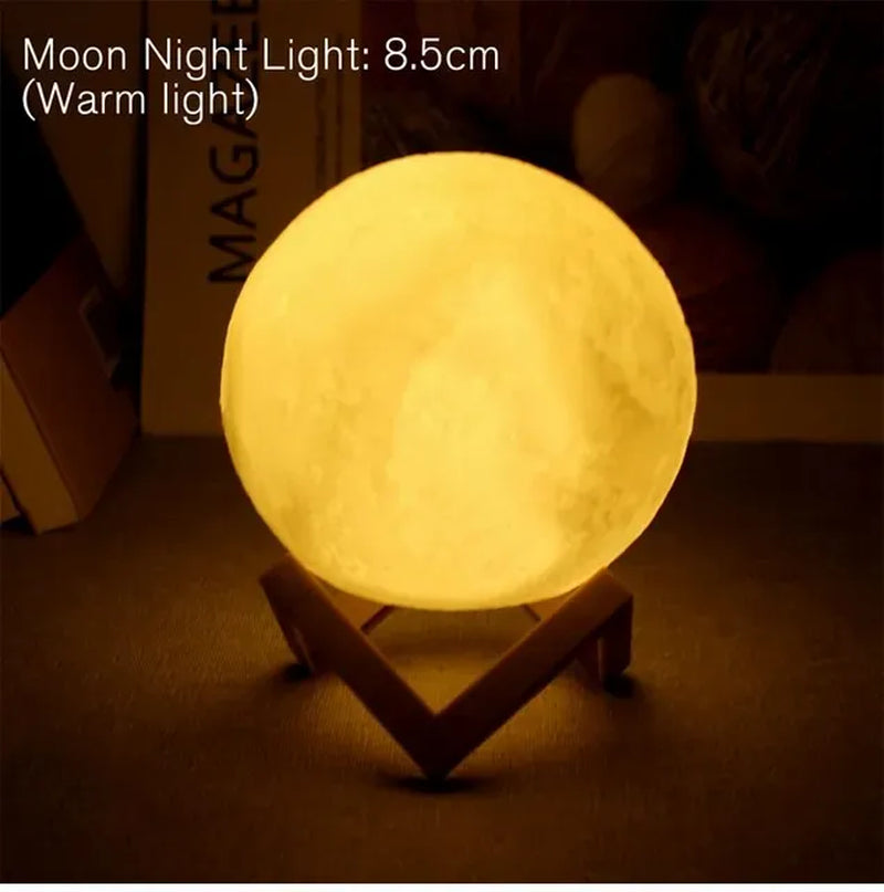 Enchanting 8cm Moon Lamp LED Night Light - Battery Powered Starry Decor for Bedrooms and Kids' Gifts - Perfect for Xmas and New Year Celebrations