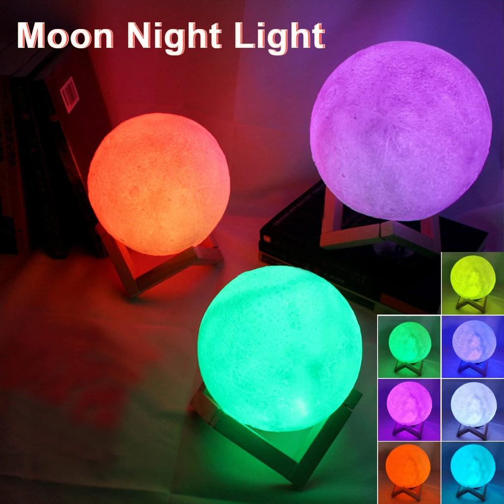 Enchanting 8cm Moon Lamp LED Night Light - Battery Powered Starry Decor for Bedrooms and Kids' Gifts - Perfect for Xmas and New Year Celebrations