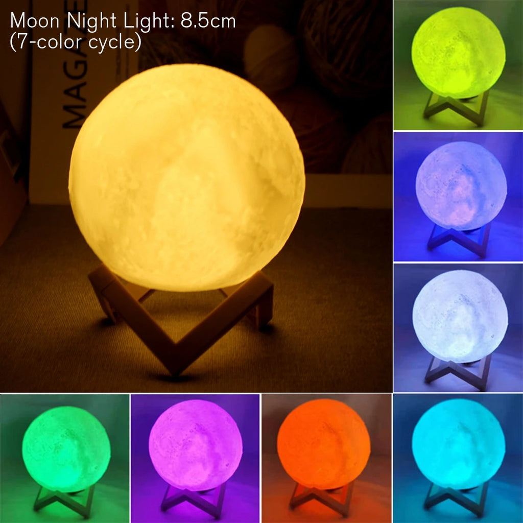 Enchanting 8cm Moon Lamp LED Night Light - Battery Powered Starry Decor for Bedrooms and Kids' Gifts - Perfect for Xmas and New Year Celebrations