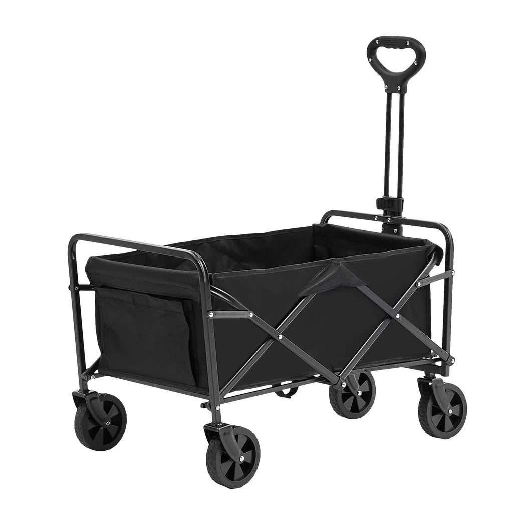 VEVOR Heavy-Duty Collapsible Folding Wagon - 220 lbs Capacity Beach Cart with All-Terrain Wheels and Drink Holders for Camping, Shopping, and Outdoor Adventures