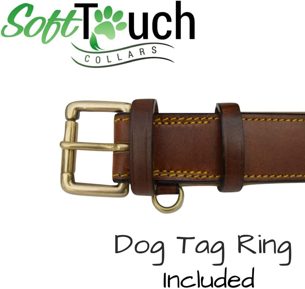 Luxurious Brown XL Leather Padded Dog Collar – Perfect Fit for Large Breeds (22" to 25" Neck Size)