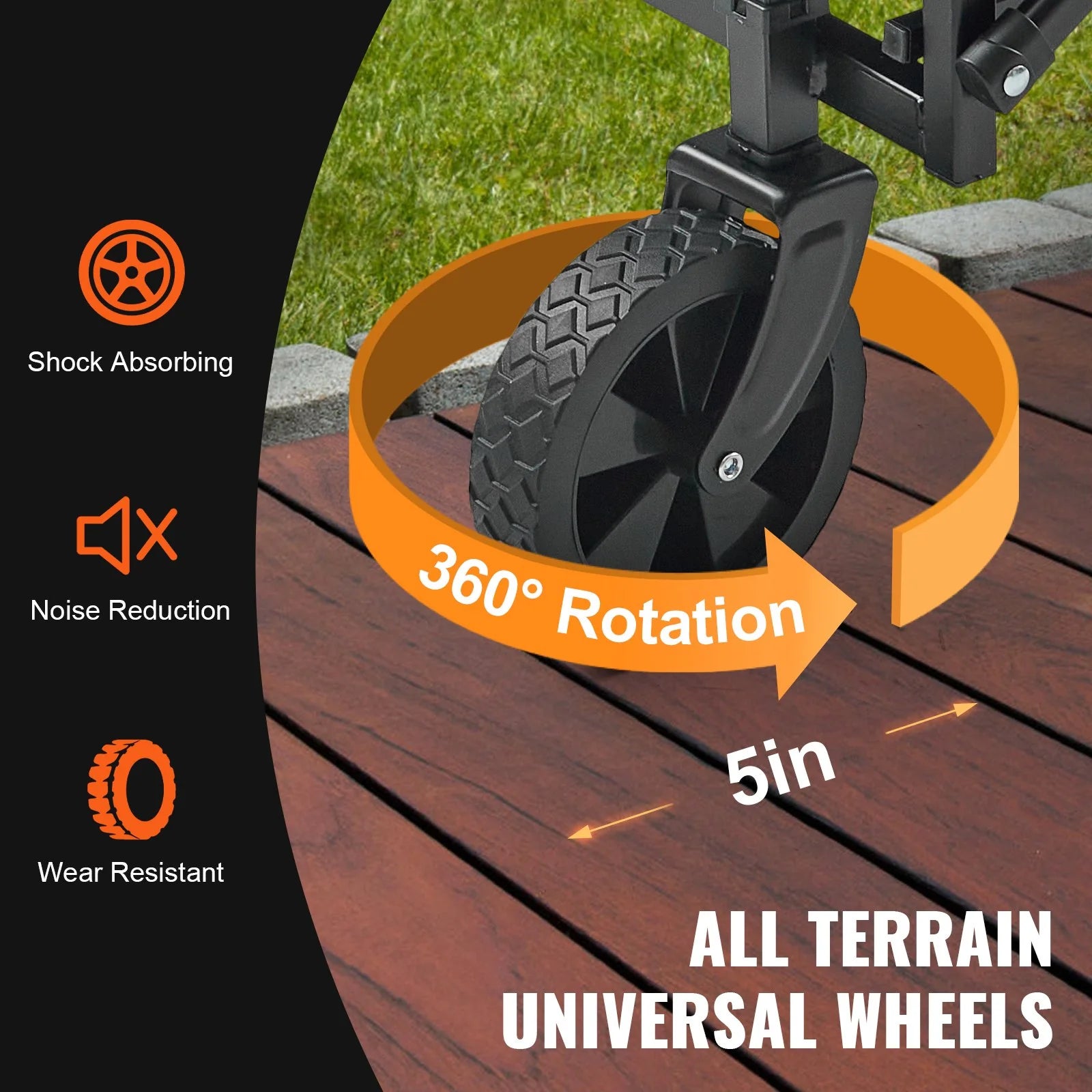 VEVOR Heavy-Duty Collapsible Folding Wagon - 220 lbs Capacity Beach Cart with All-Terrain Wheels and Drink Holders for Camping, Shopping, and Outdoor Adventures